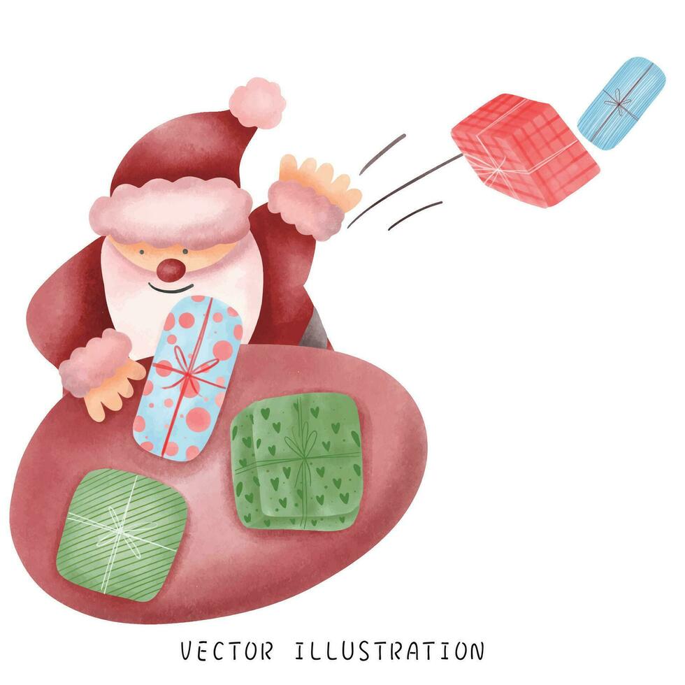 hand- getrokken de kerstman claus en feestelijk Kerstmis illustratie vector