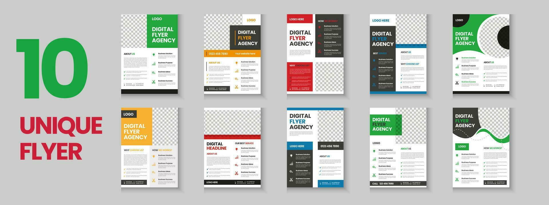 zakelijke en bedrijf kleurrijk folder verzameling, zakelijke poster set, folder bundel, brochure, jaar- rapport, voorstel, brochure, bedrijf profiel, digitaal afzet poster en a4 lay-out met mockup vector