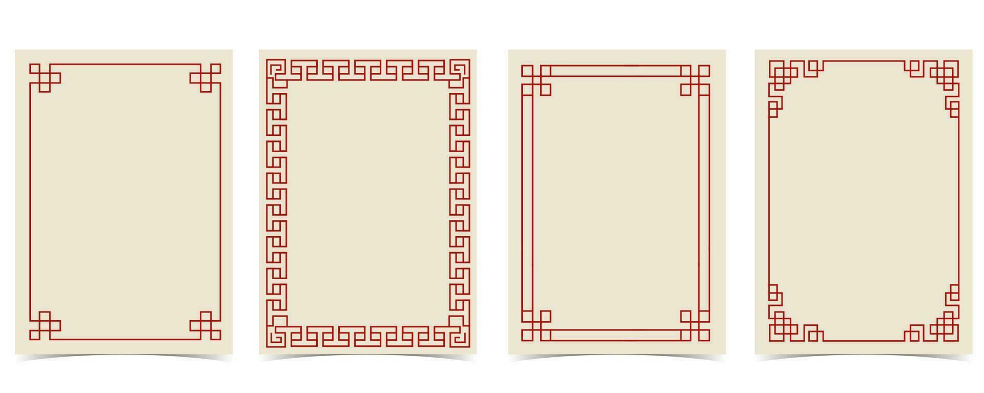 Chinese nieuw jaar achtergrond met frame, rand.bewerkbaar vector illustratie voor ansichtkaart,a4 grootte