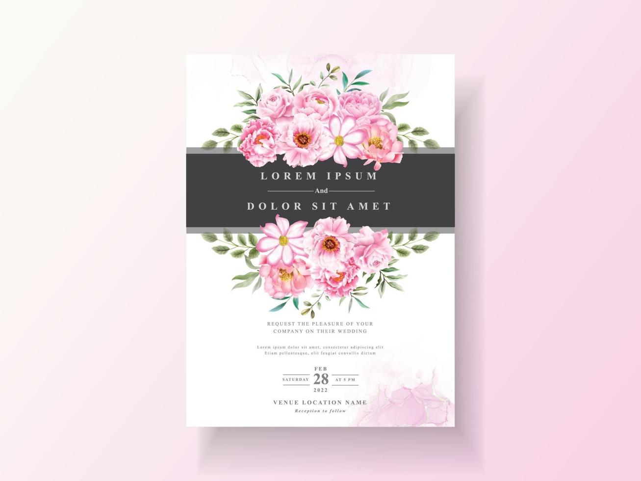 romantische bruiloft uitnodigingskaarten bloemen aquarel vector