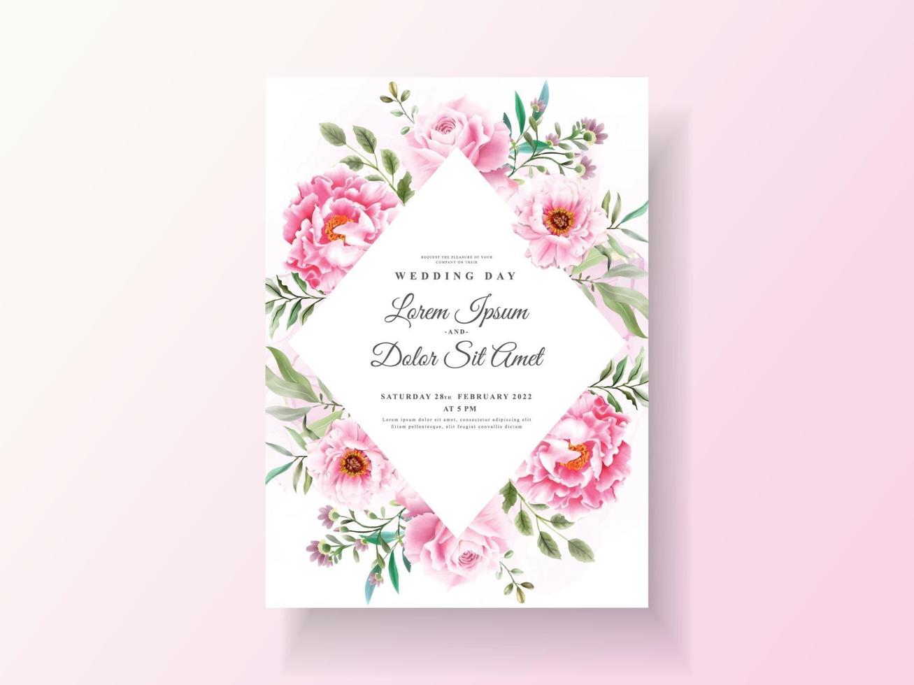 romantische bruiloft uitnodigingskaarten bloemen aquarel vector