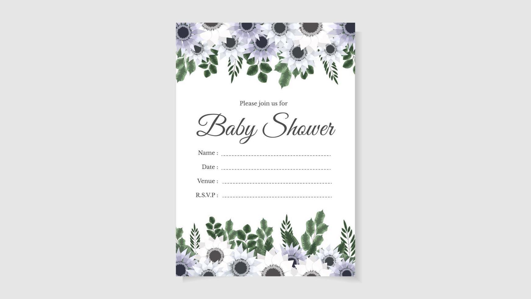 baby shower feest uitnodigingskaart bloemen bloem achtergrond schattig bewerkbaar vector
