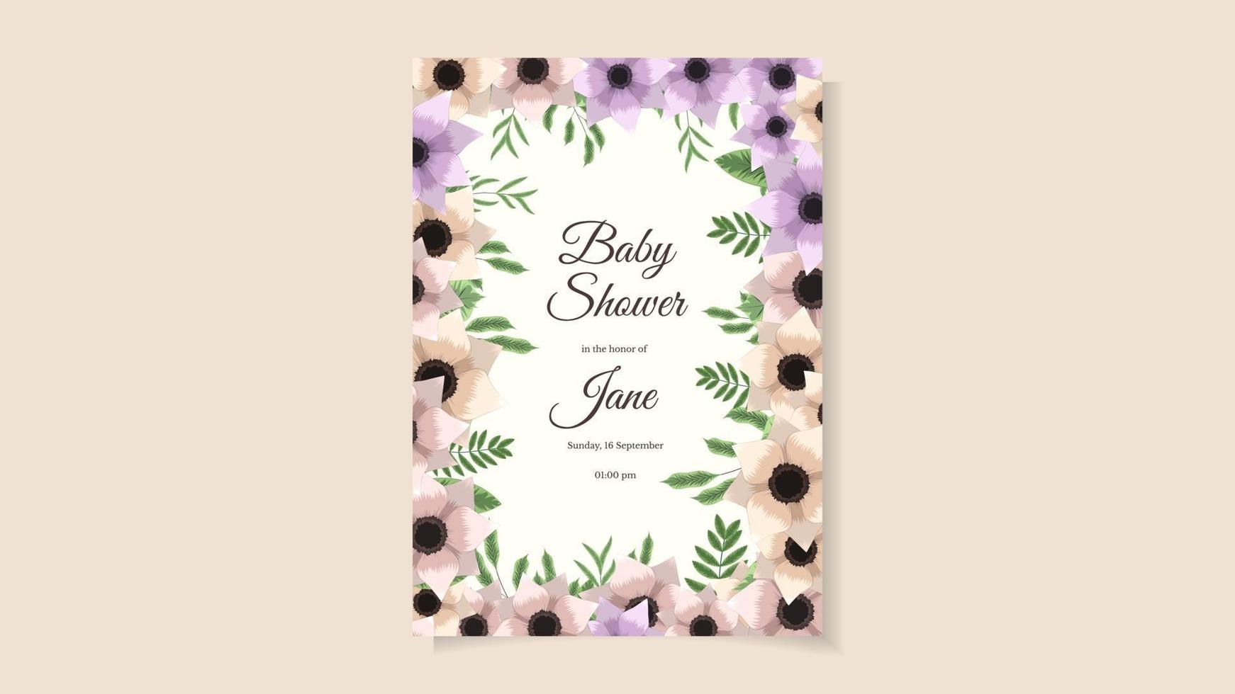 kleurrijke bloemen baby shower kaart lay-out mooie bloemen botanisch thema vector