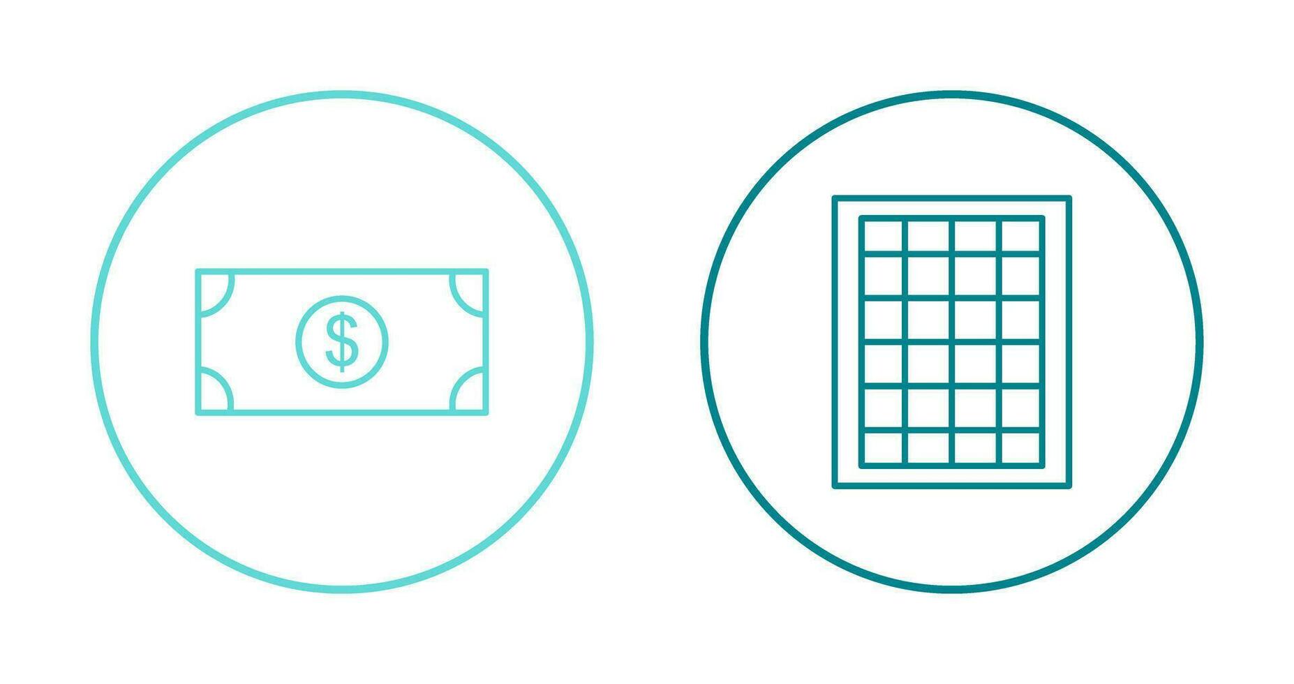 dollar Bill en tafel van tarieven icoon vector