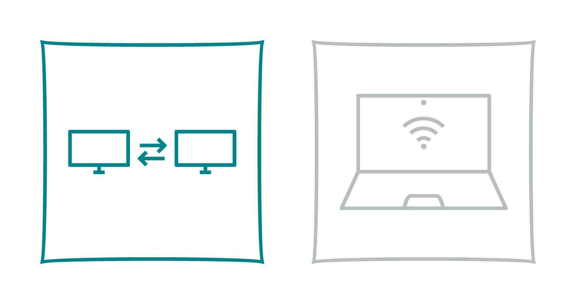 sharing systeem en verbonden laptop icoon vector