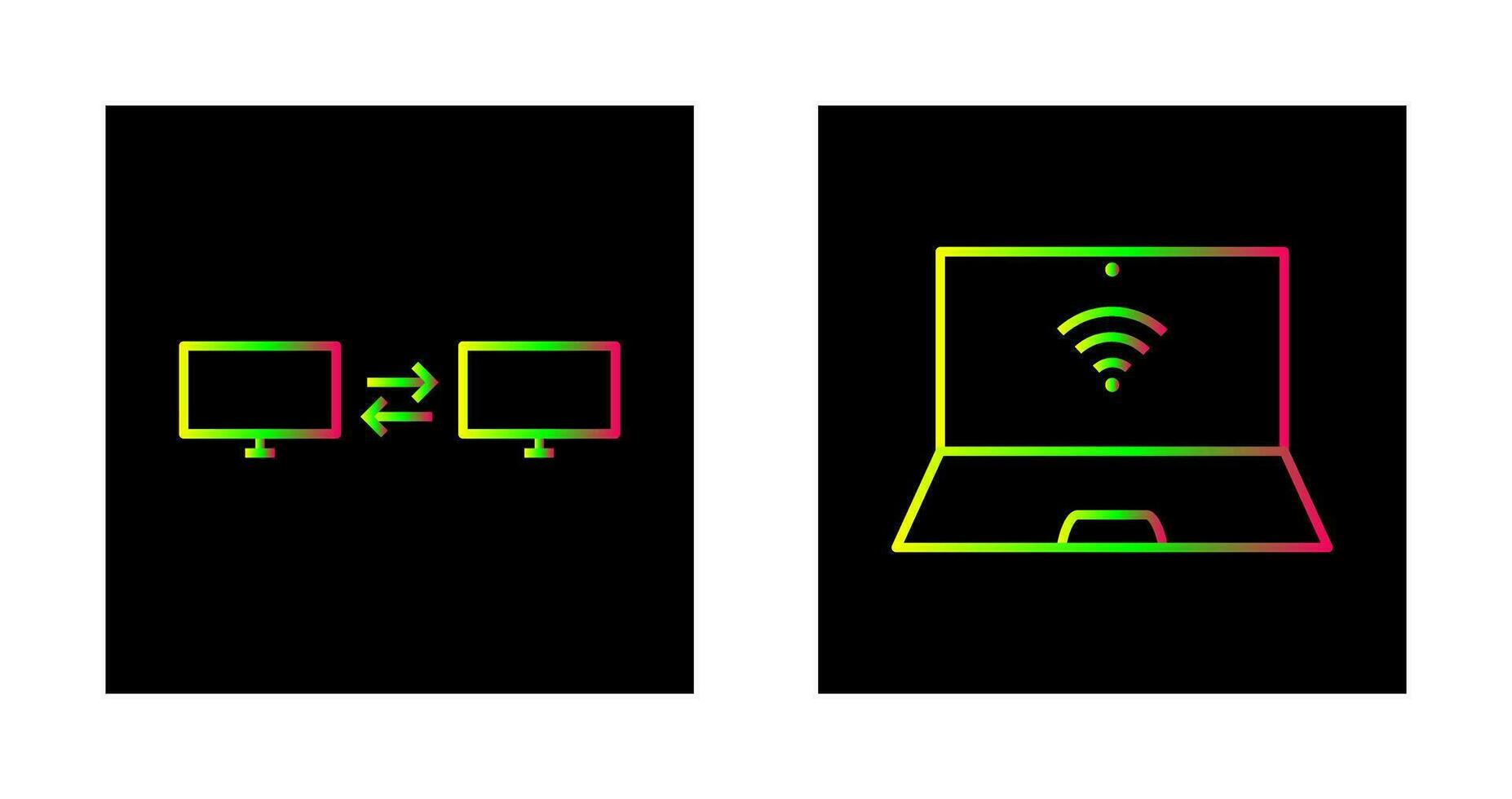 sharing systeem en verbonden laptop icoon vector