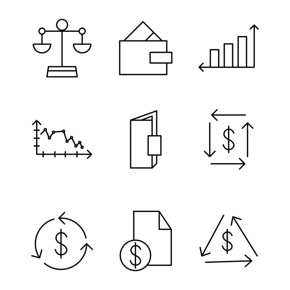 stel pictogram economie stijl vier overzichtsontwerp in vector
