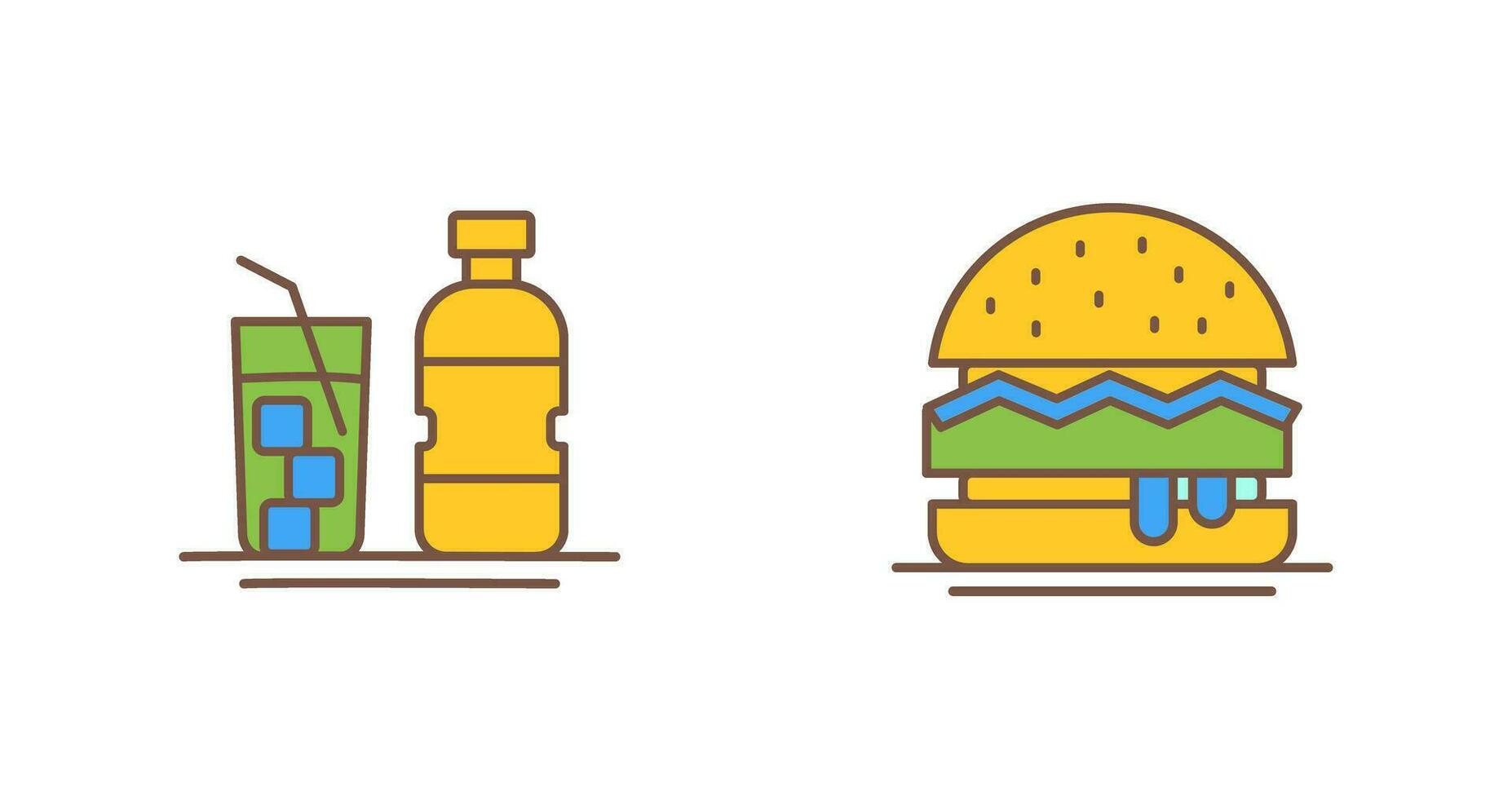 mineraal water en Hamburger icoon vector