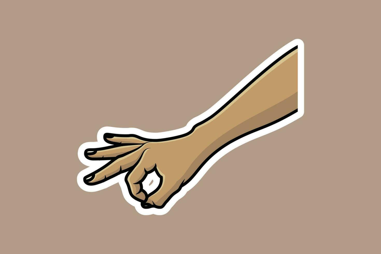 mensen hand- gebaar voor heerlijk voedsel sticker vector illustratie. mensen hand- voorwerpen icoon concept. dichtbij omhoog hand- tonen Oke, perfect, nul gebaar sticker logo ontwerp.