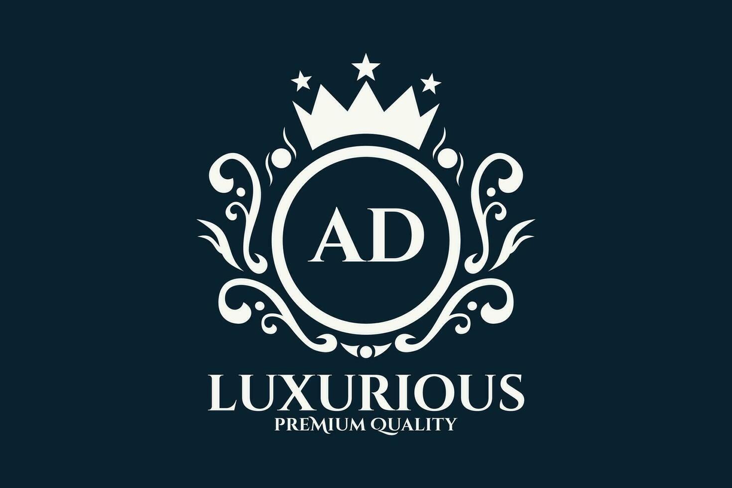 eerste brief advertentie Koninklijk luxe logo sjabloon in vector kunst voor luxueus branding vector illustratie.