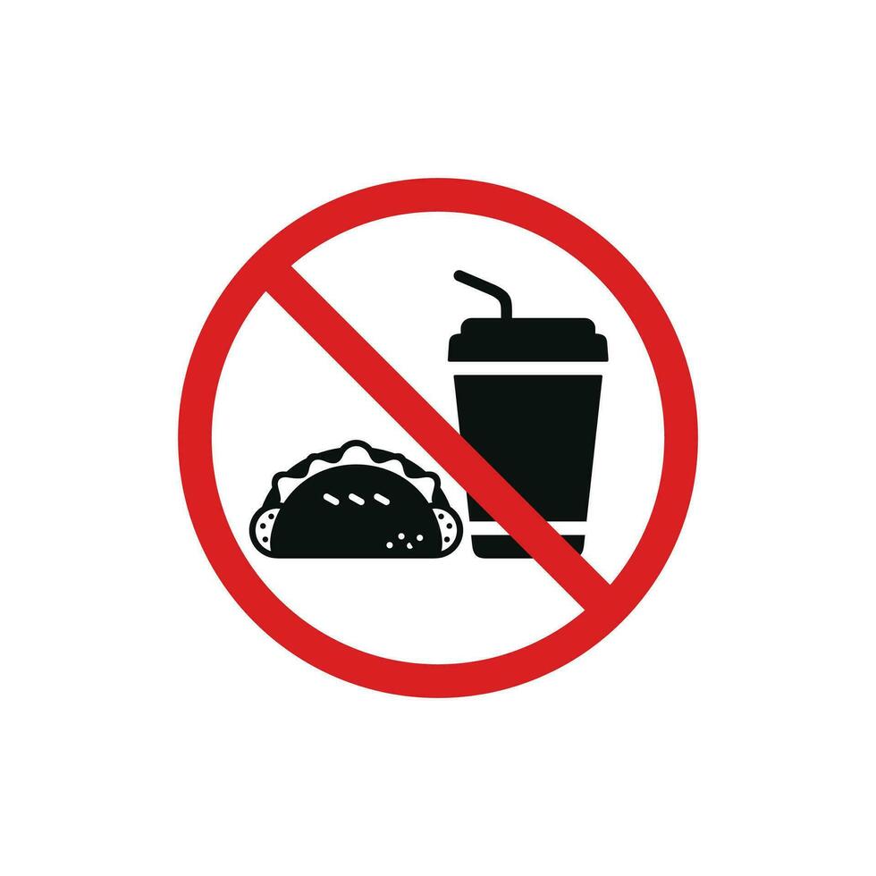 Nee voedsel en drankjes toegestaan icoon symbool. Nee aan het eten icoon geïsoleerd Aan wit achtergrond vector