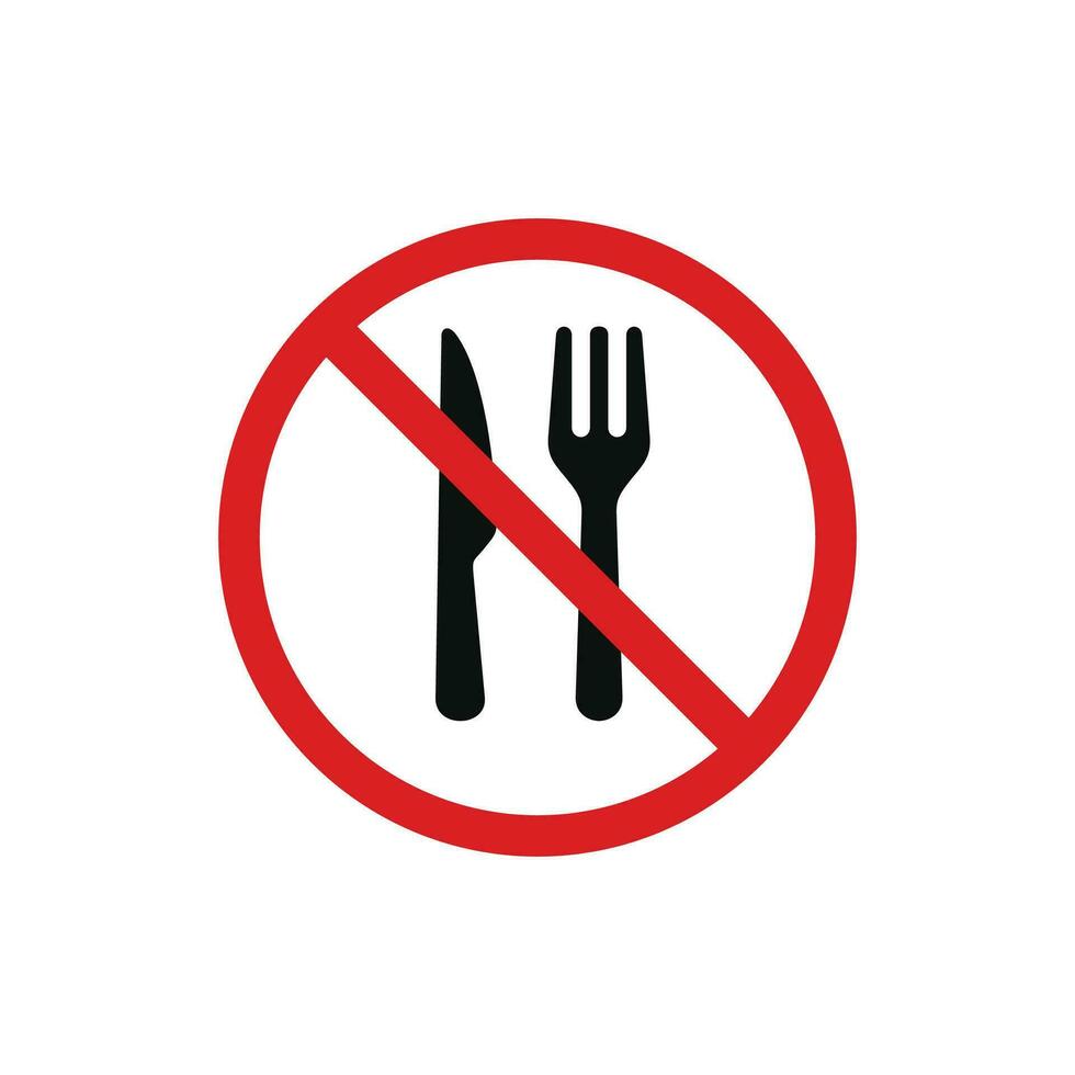 Nee aan het eten icoon symbool. Nee aan het eten toegestaan icoon geïsoleerd Aan wit achtergrond vector