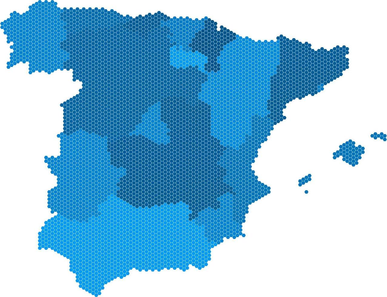 blauwe zeshoek vorm Spanje kaart op witte achtergrond. vectorillustratie. vector