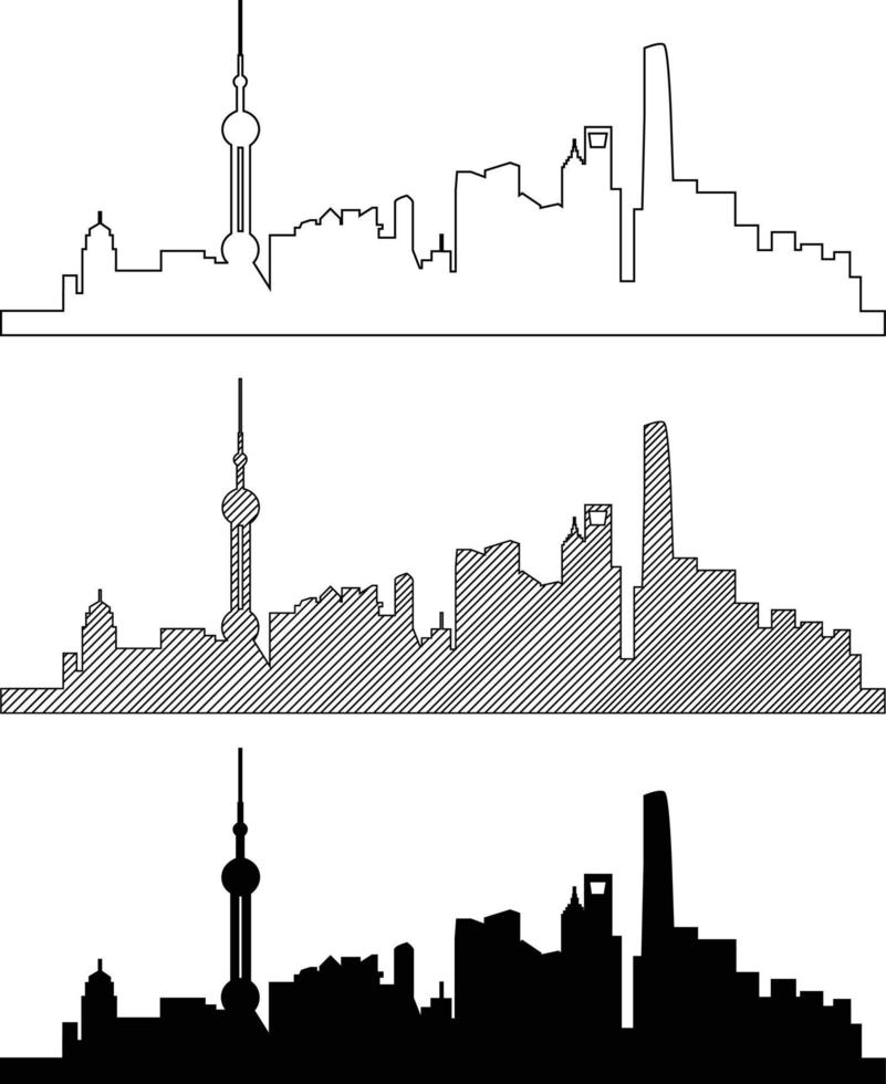 eenvoud schets shanghai zakenwijk skyline. vector