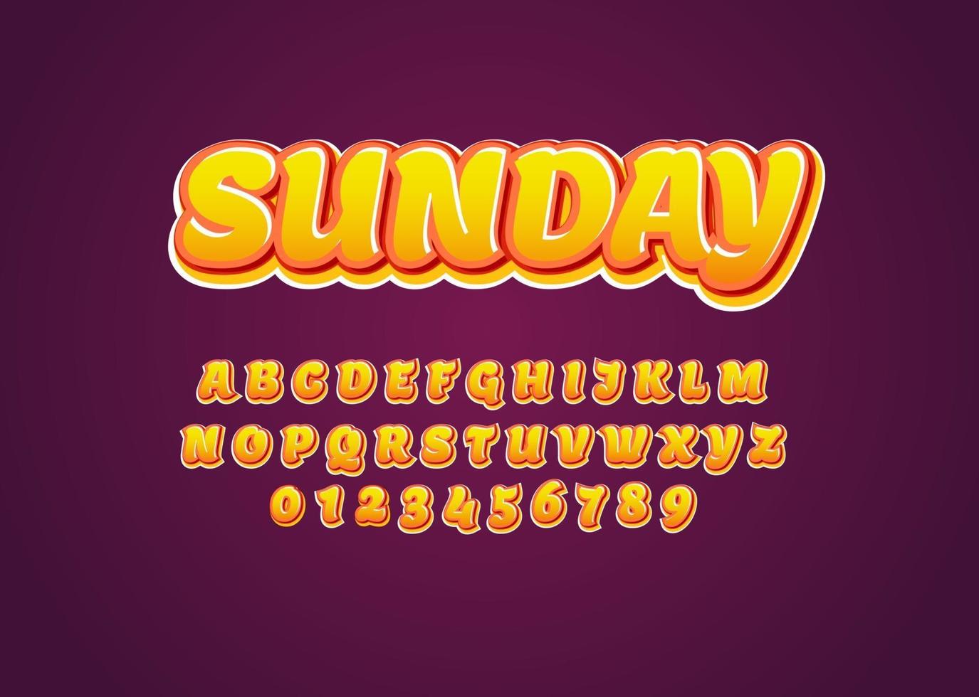 zomer vibes lettertype stijl teksteffect, set alfabet en nummer vector