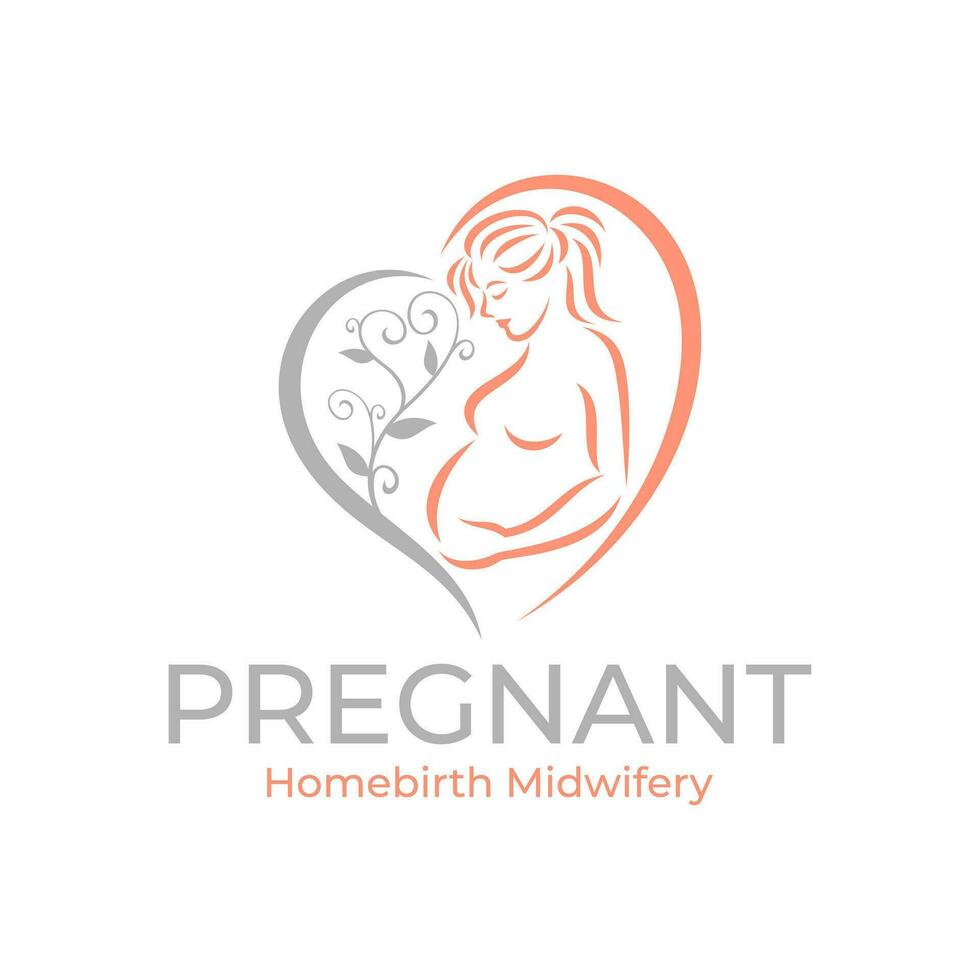 zwangerschap logo zwanger vrouw moederlijk vector illustratie