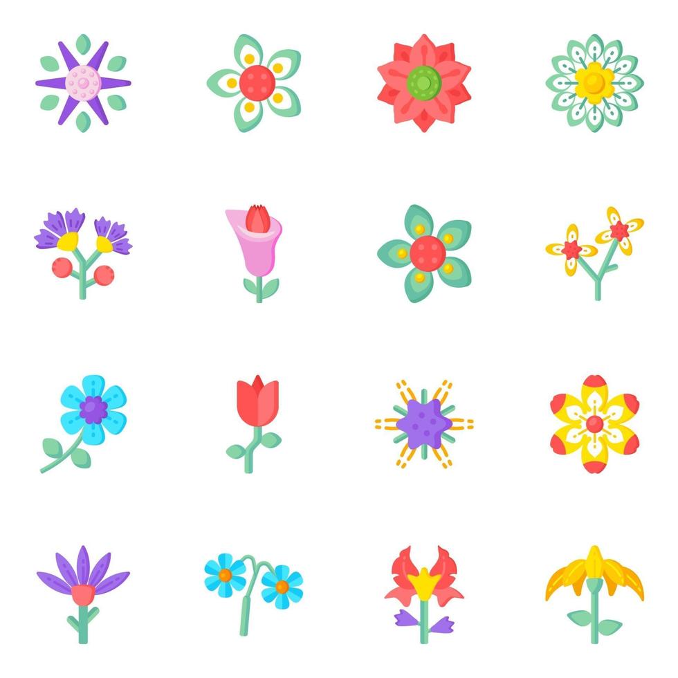 set van bloemen en natuur vector