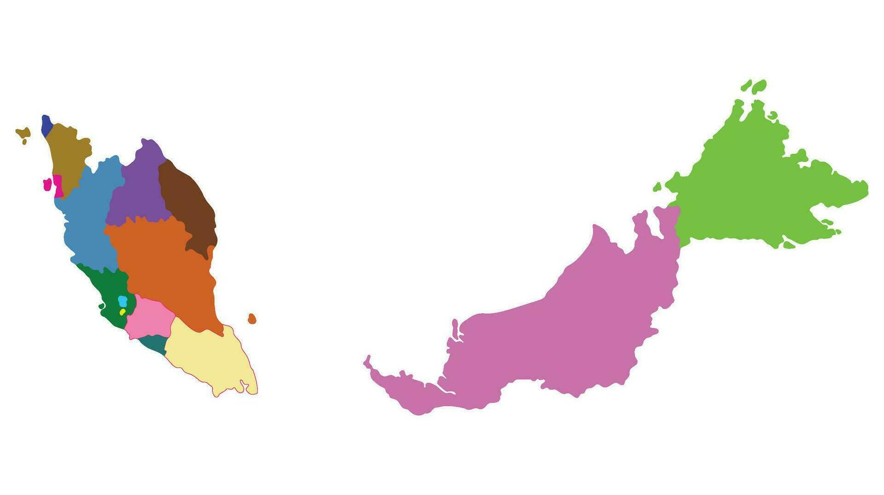 Maleisië kaart met administratief. kaart van Maleisië vector