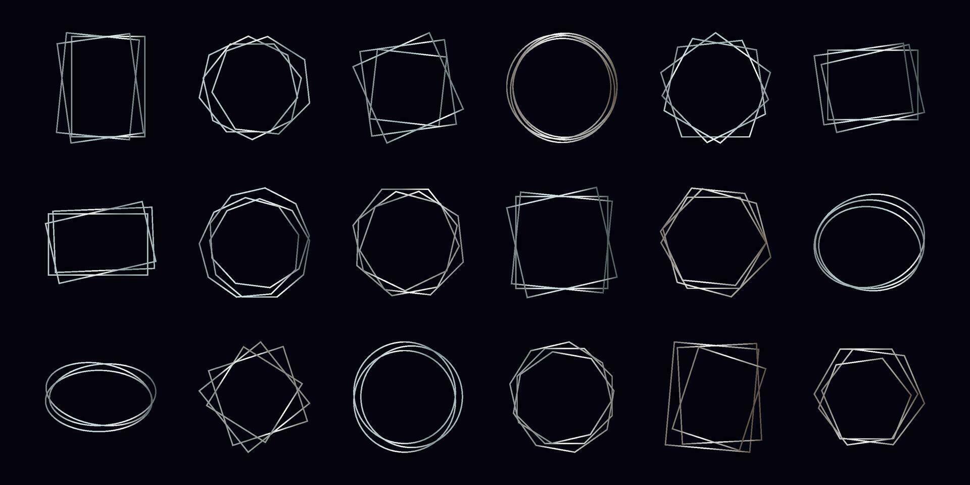 zilver meetkundig veelhoekige kader vector