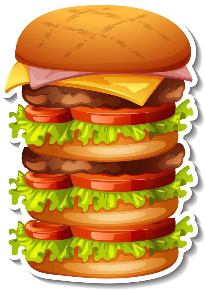een grote stapel hamburgersticker op witte achtergrond vector