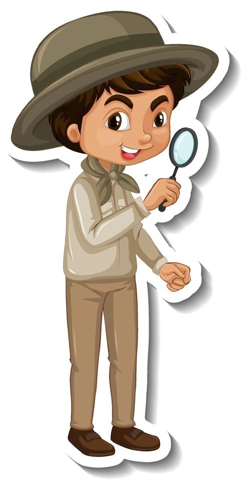 jongen in safari outfit stripfiguur sticker vector