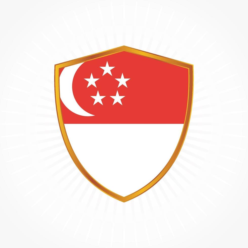 singapore vlag vector met schild frame