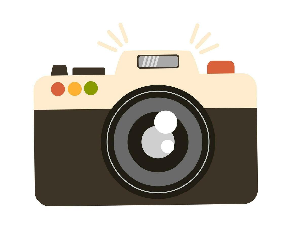wijnoogst camera apparaat, polaroid. fotografie camera. vector hand- trek illustratie.