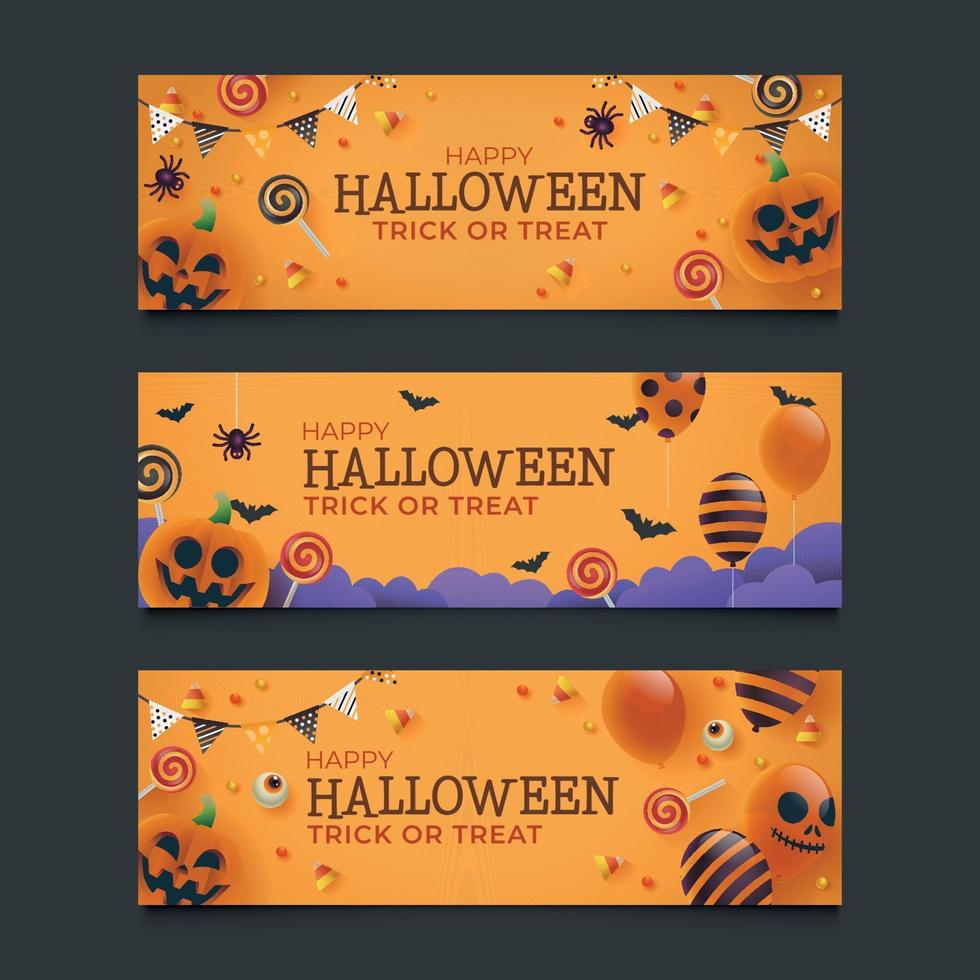set van halloween banner vector