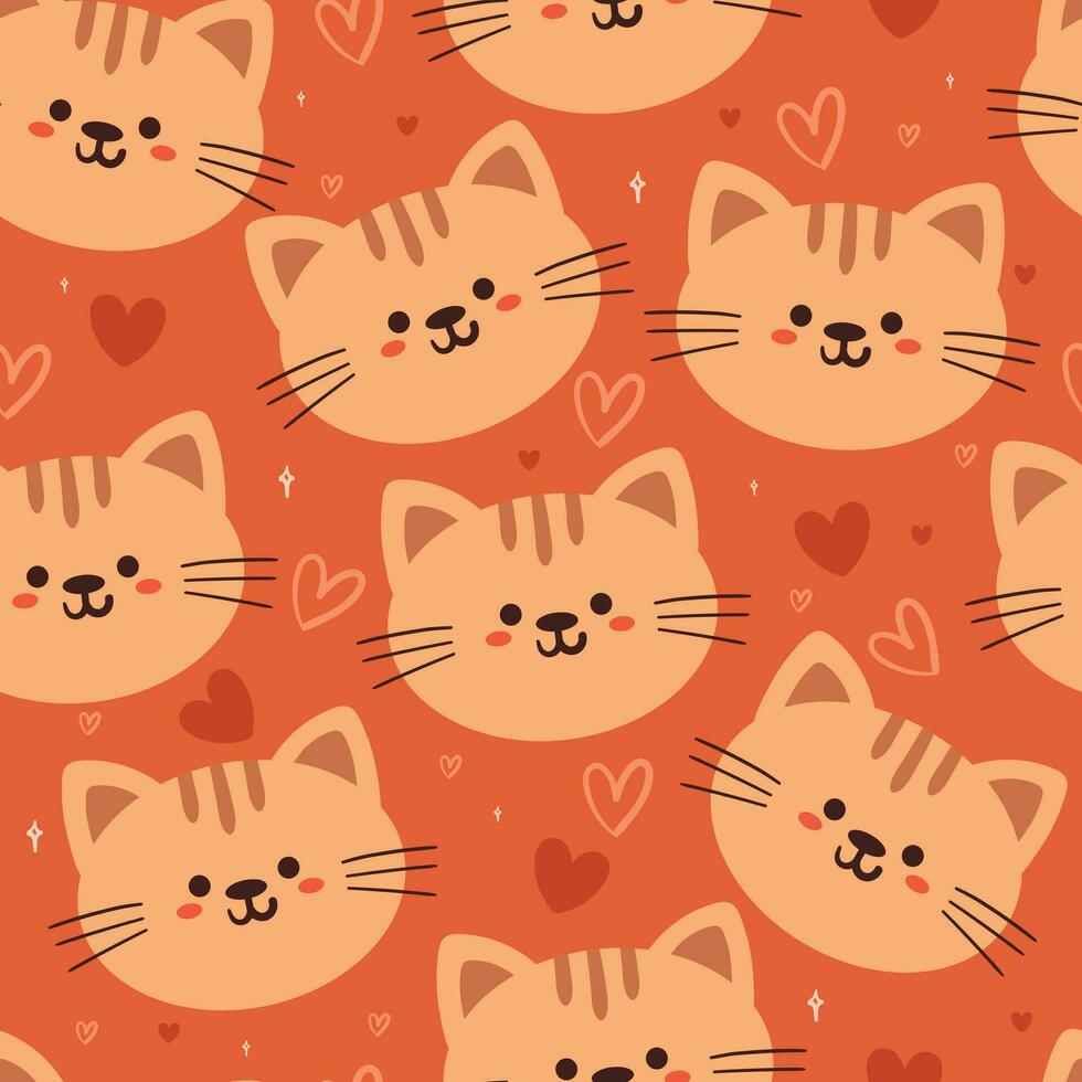 naadloos patroon tekenfilm katten. schattig dier behang illustratie voor geschenk inpakken papier vector