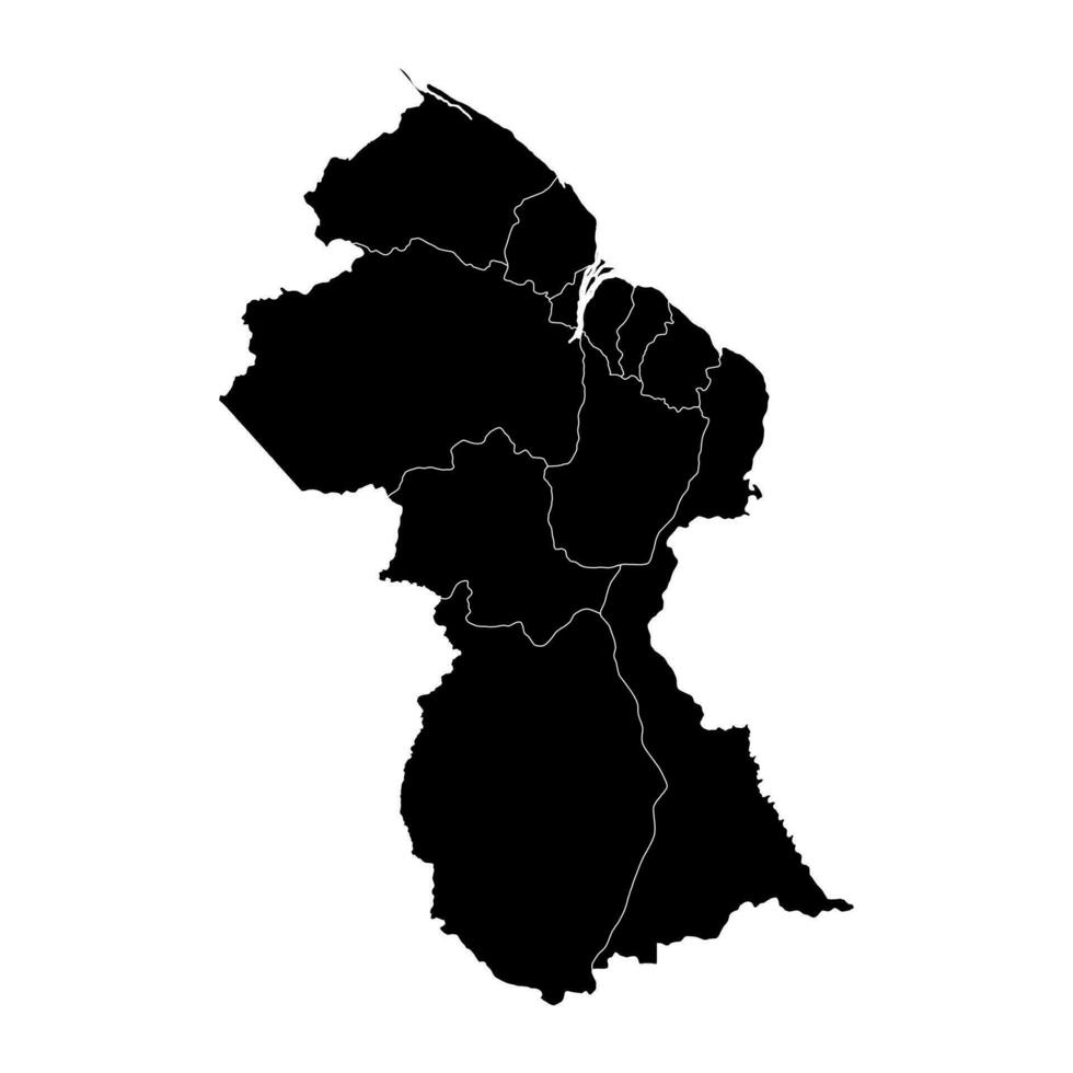 Guyana kaart met administratief divisies. vector illustratie.