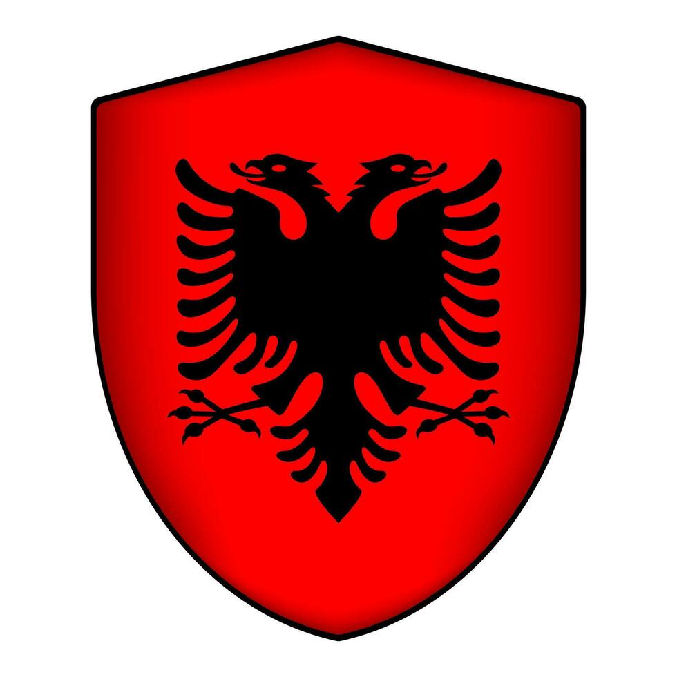 Albanië vlag in schild vorm geven aan. vector illustratie.