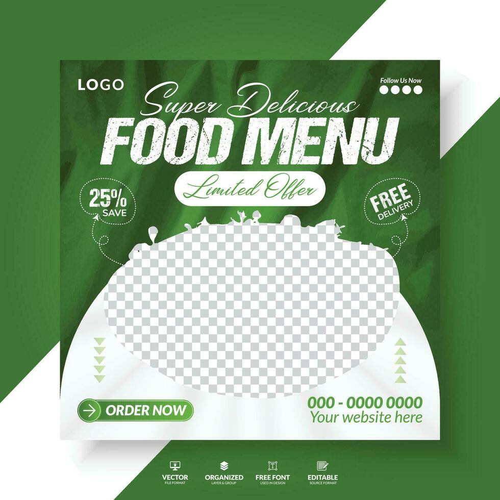 snel voedsel menu en restaurant bedrijf afzet sociaal media banier ontwerp sjabloon. vector