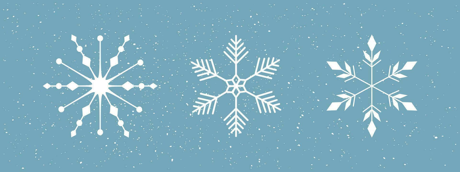 wit sneeuwvlokken en sneeuw Aan een blauw achtergrond. vector