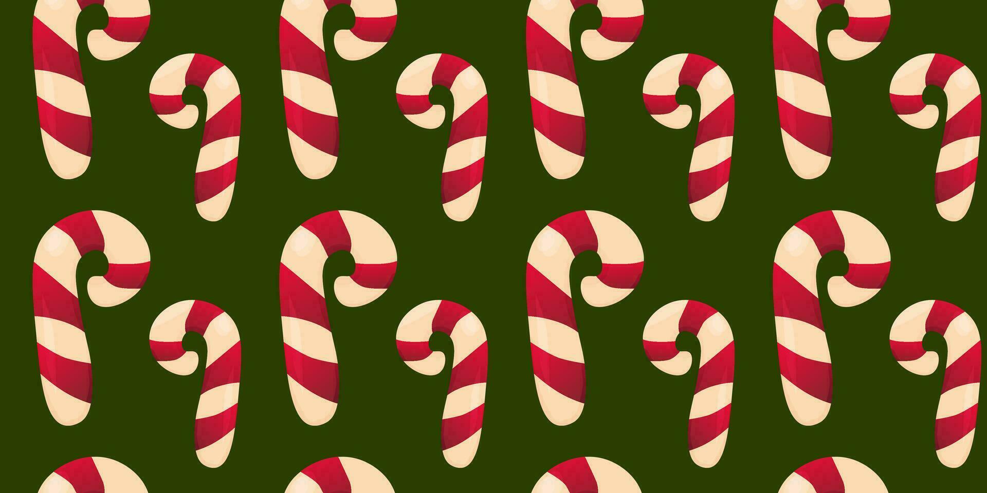 nieuw jaar naadloos patroon. nieuw jaar textuur. Kerstmis snoep riet Aan een groen achtergrond. vector illustratie. Kerstmis snoepgoed