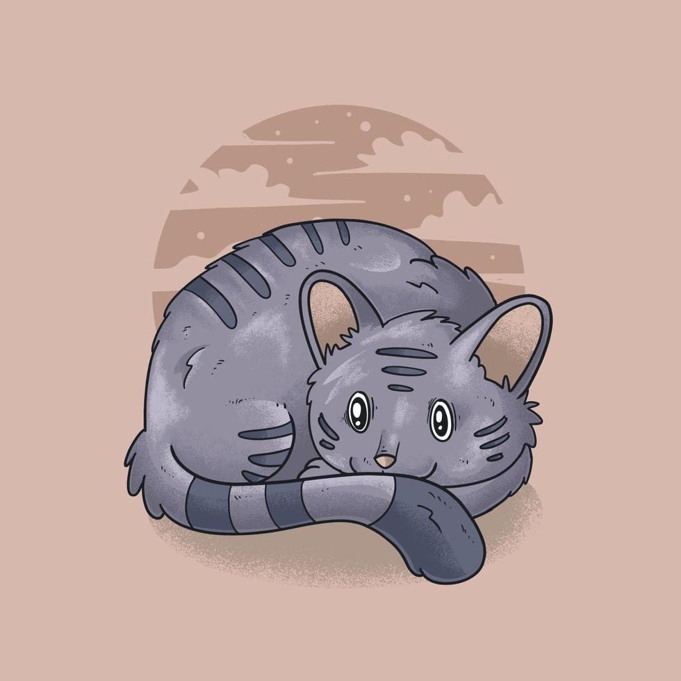 slapende kat illustratie vector grunge stijl