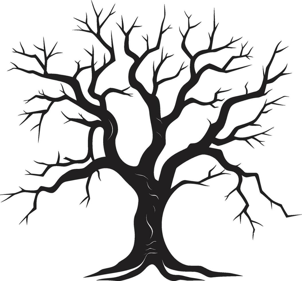tijdloos schoonheid een dood boom in zwart vector klaagzang vervagen overblijfselen monochroom erfenis van een dood boom