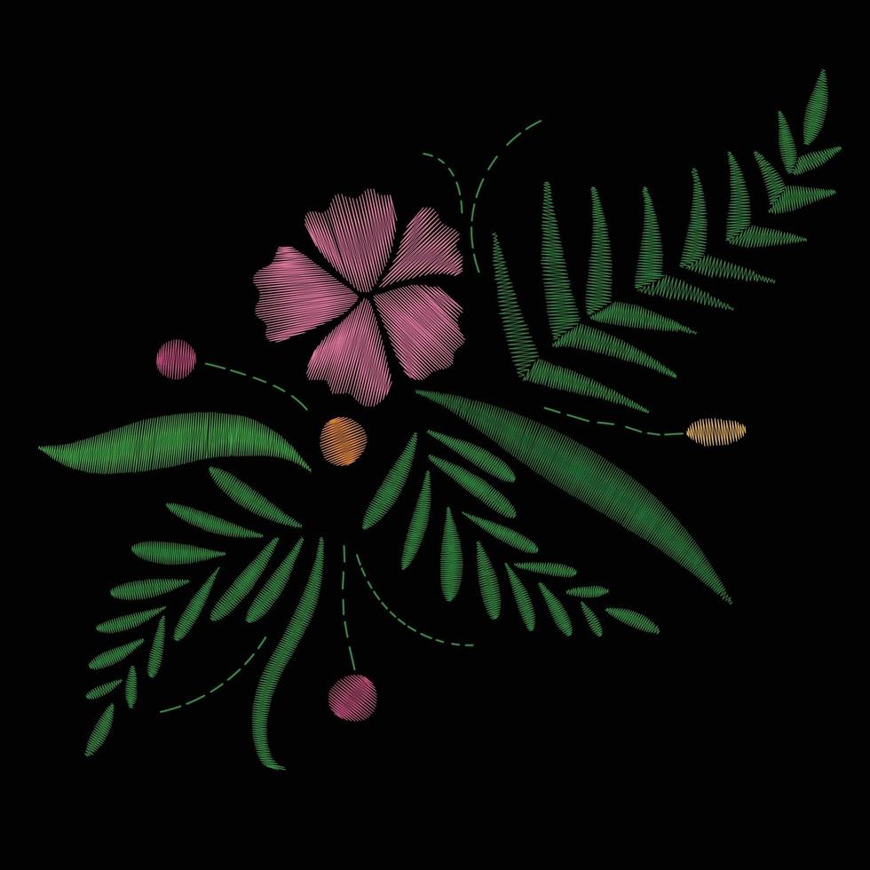 hawaii bloemenborduurwerk tropisch exotisch bloeiend boeket vector