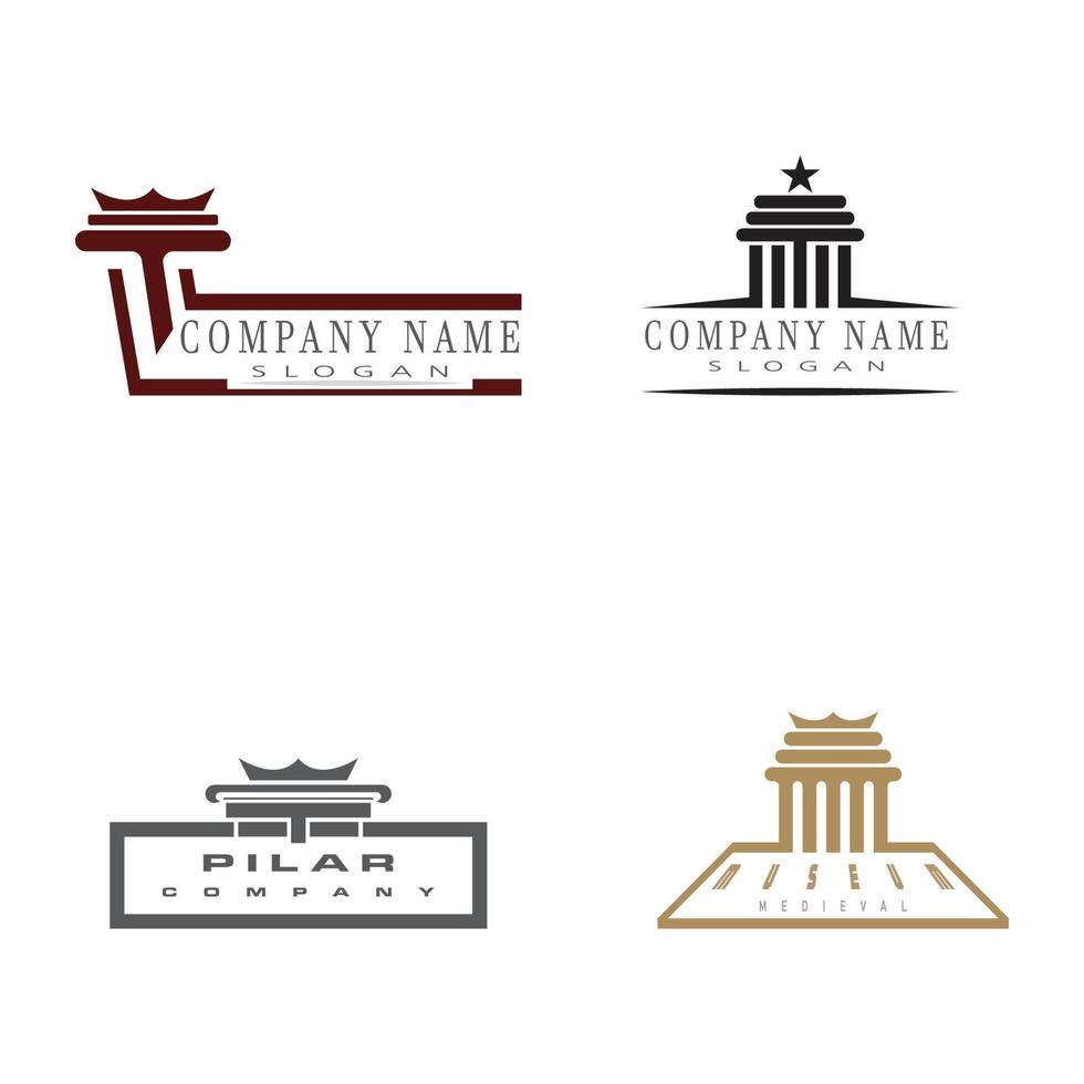 oude pijler kolommen grieks rome athene historisch gebouw logo vector