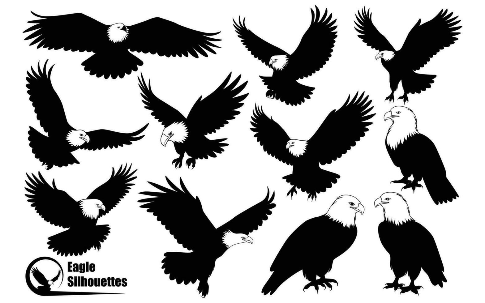 Amerikaans adelaar vogel silhouetten vector kunst