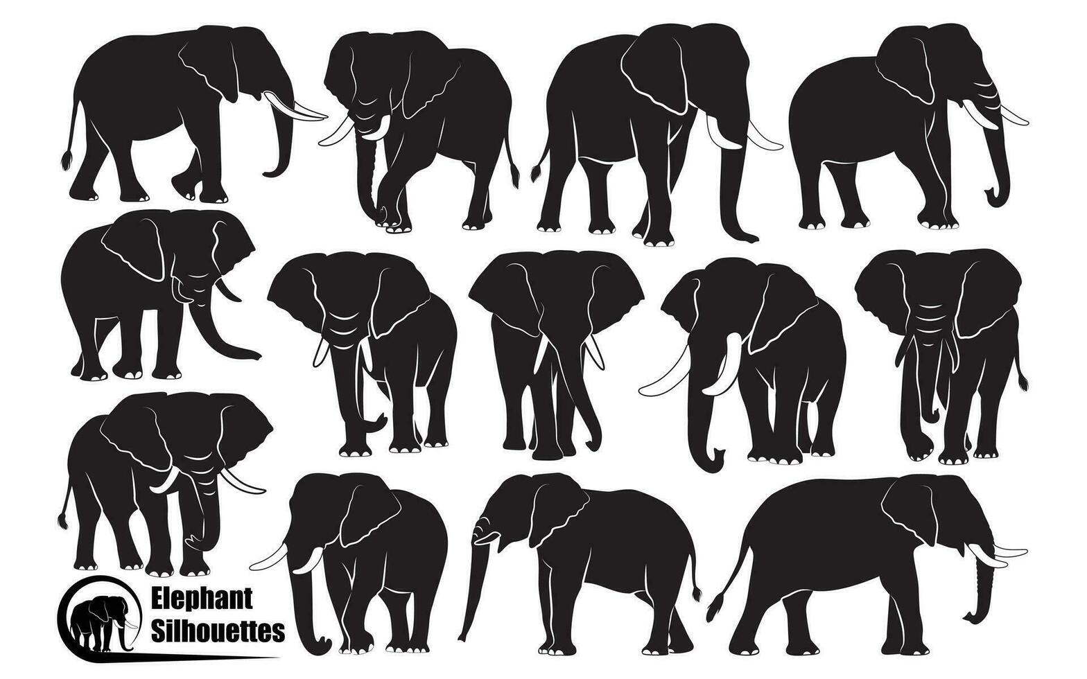 dier olifant silhouetten vector kunst