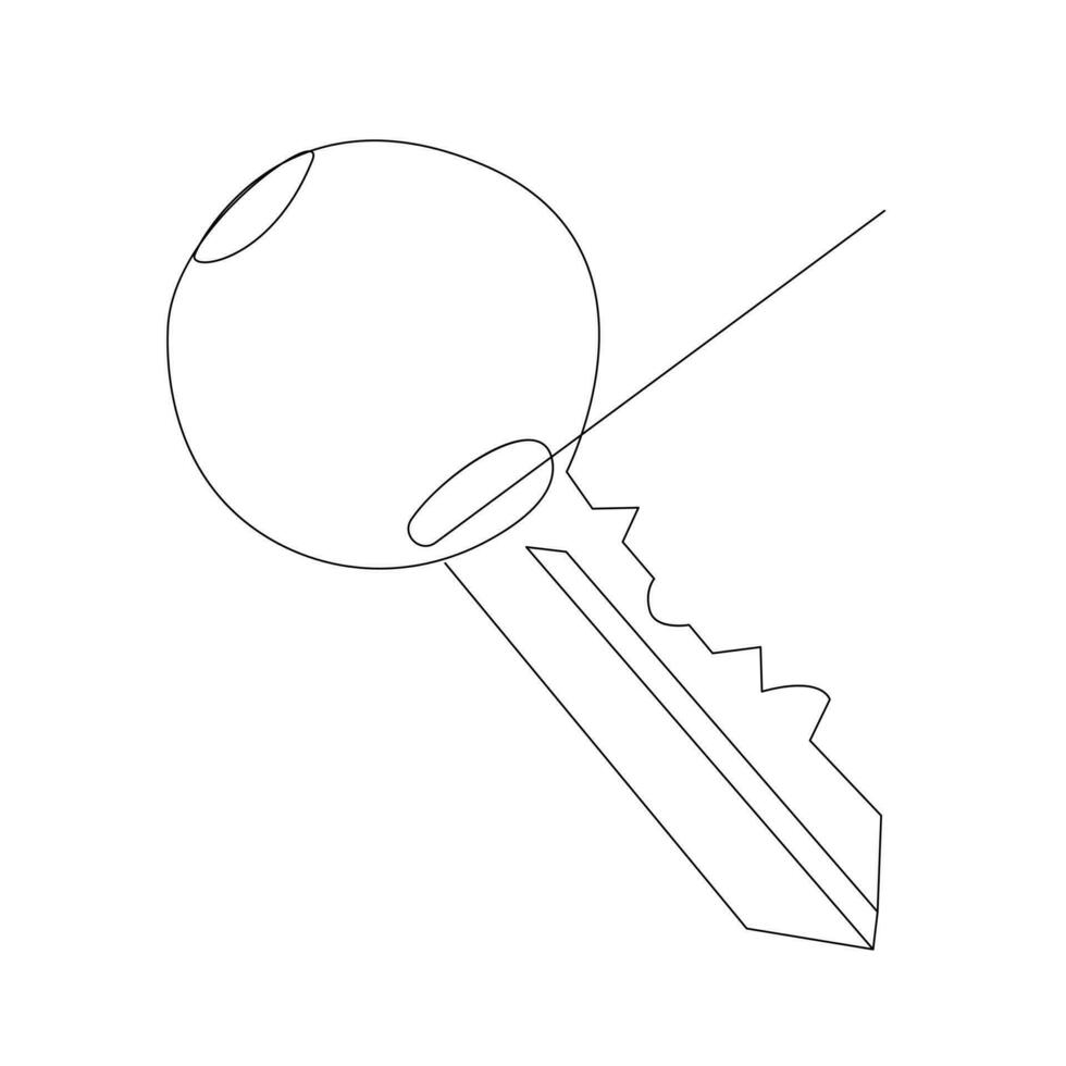 doorlopend single lijn slot sleutel schets vector kunst tekening