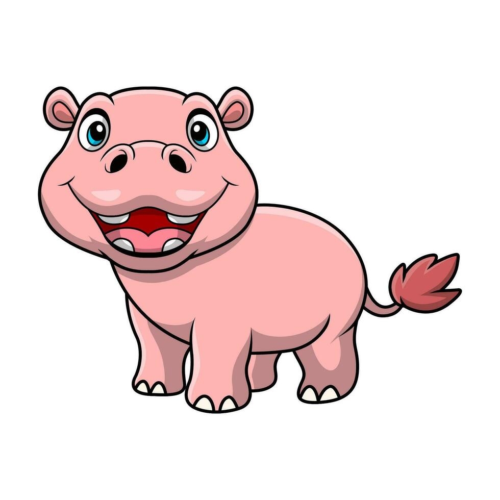 schattig nijlpaard cartoon op witte achtergrond vector