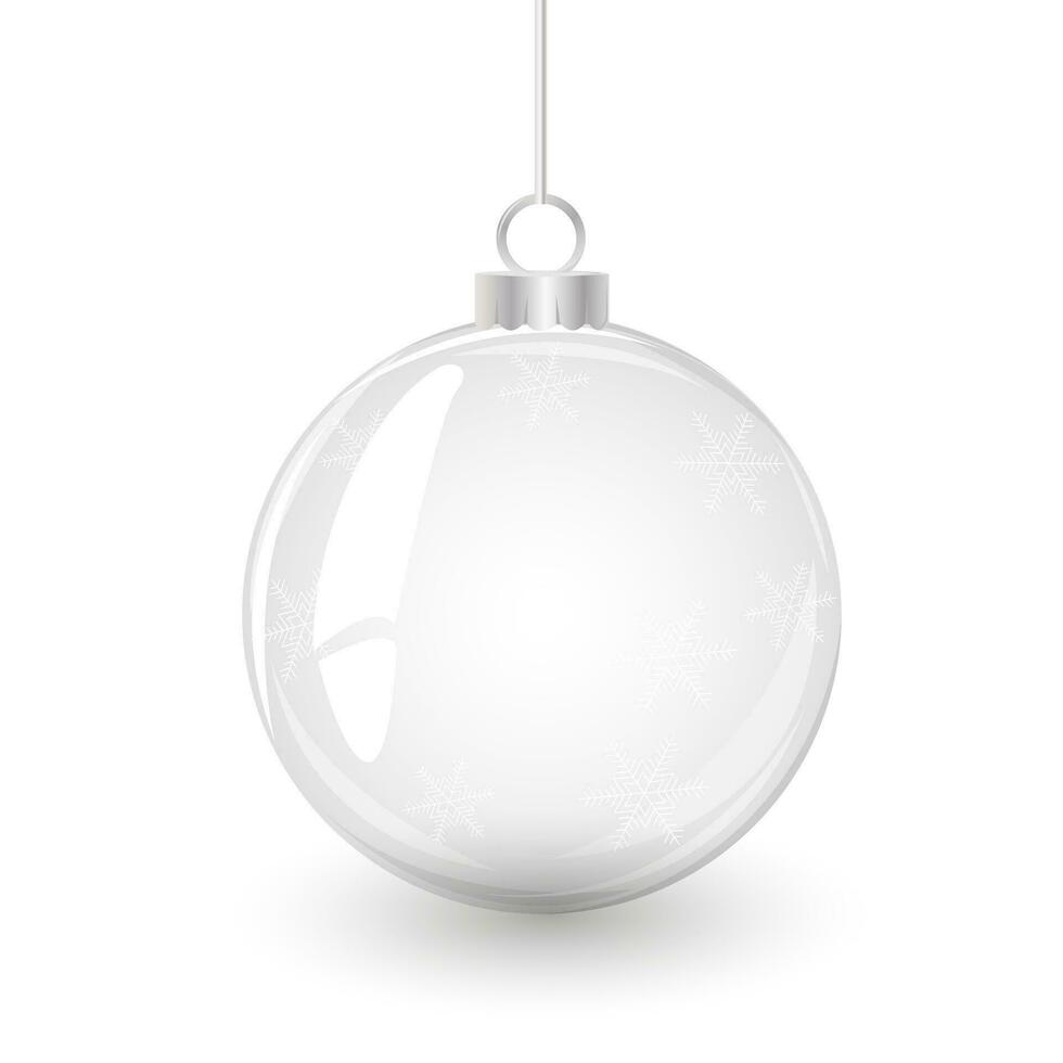 glas Kerstmis bal met sneeuwvlokken. element van vakantie decoratie. vector voorwerp voor Kerstmis ontwerp, model, ansichtkaart, uitnodiging, poster, banier