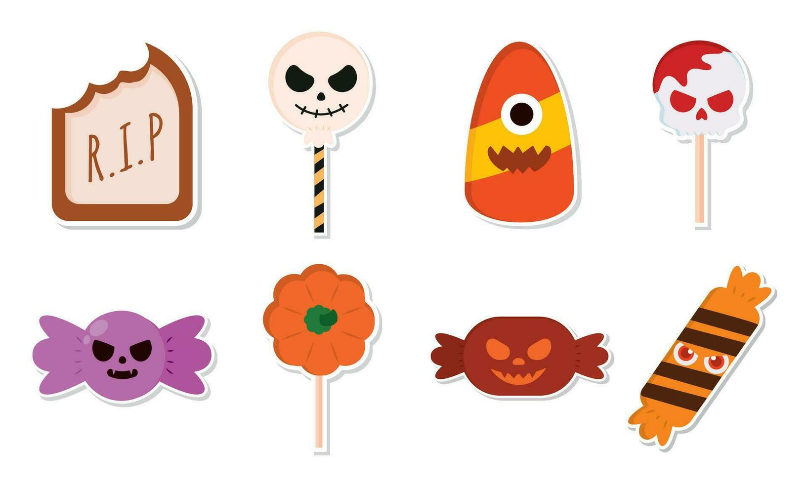 reeks van schattig halloween snoepjes pictogrammen vector illustratie