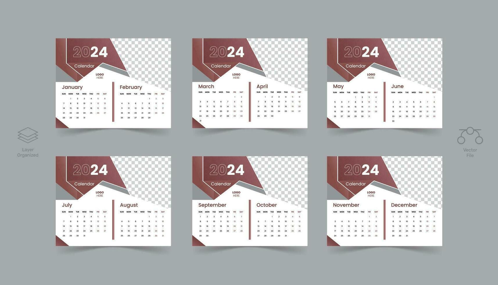 creatief kalender ontwerp 2024. vector