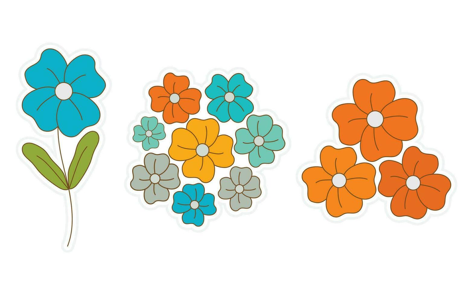 voorjaar stickers, bloemen, bloemen en blad stickers voor scrapbooken, planner, groet kaart en meer. vector