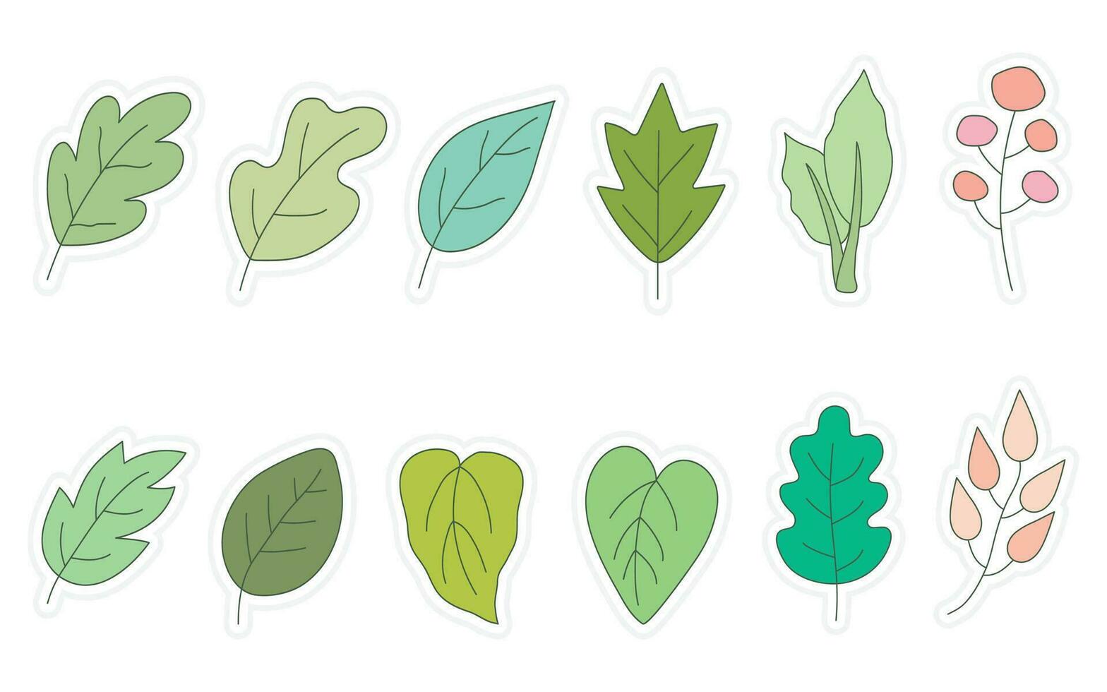 voorjaar stickers, bloemen, bloemen en blad stickers voor scrapbooken, planner, groet kaart en meer. vector