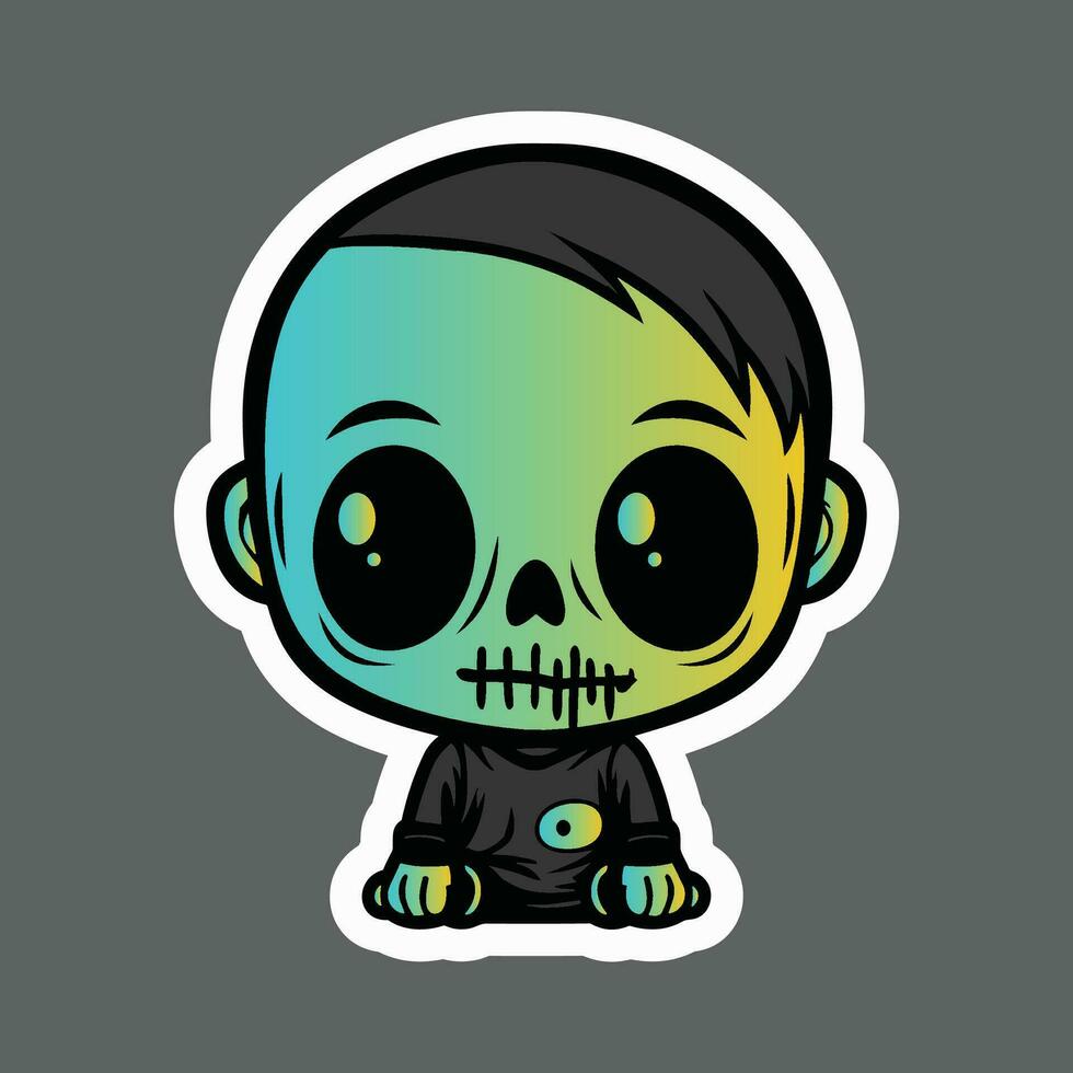 zombie jongen, een schattig en griezelig sticker voor halloween vector