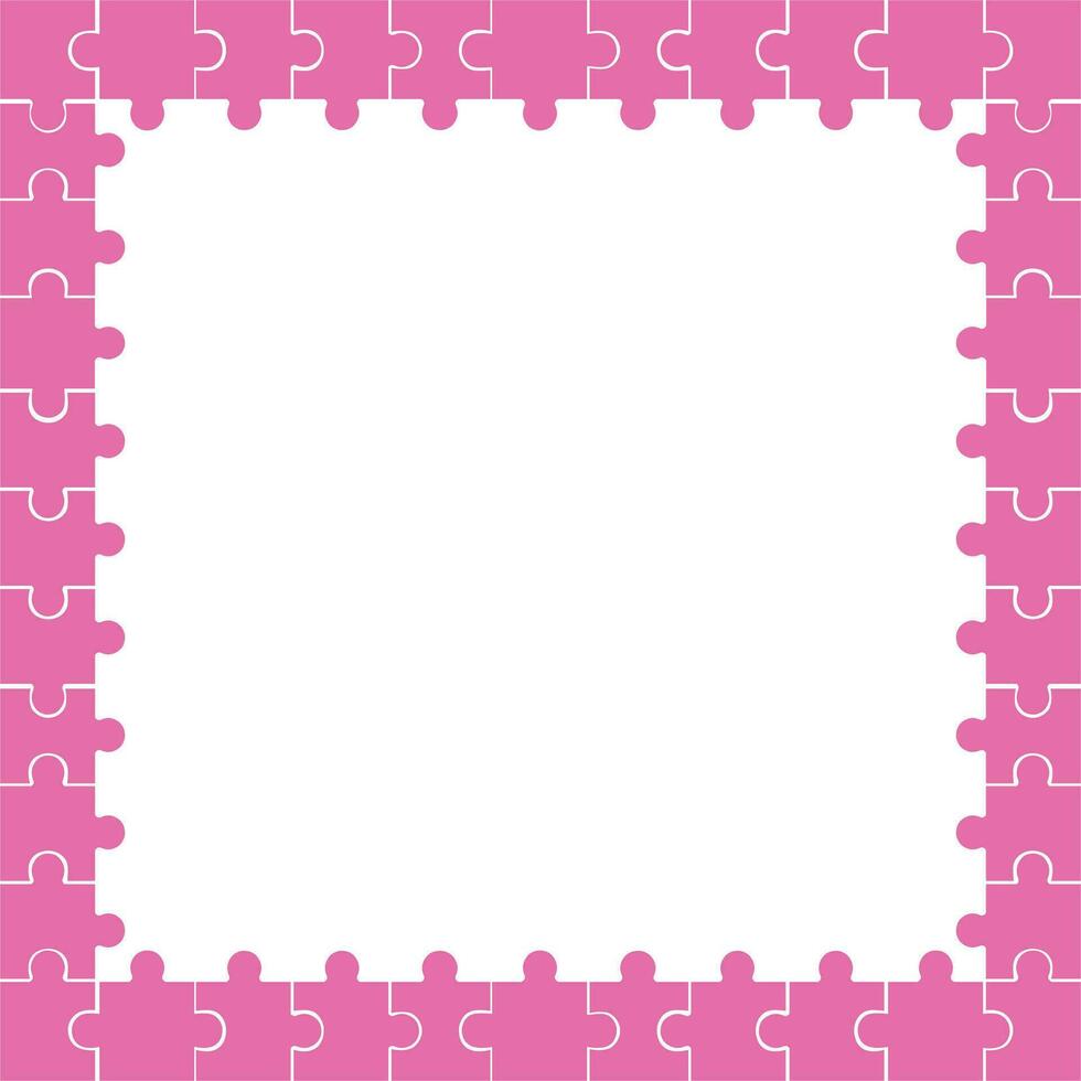 puzzel achtergrond, banier, blanco. achtergrond met roze puzzel kader scheiden stukken, mozaïek, details, tegels of onderdelen. vector