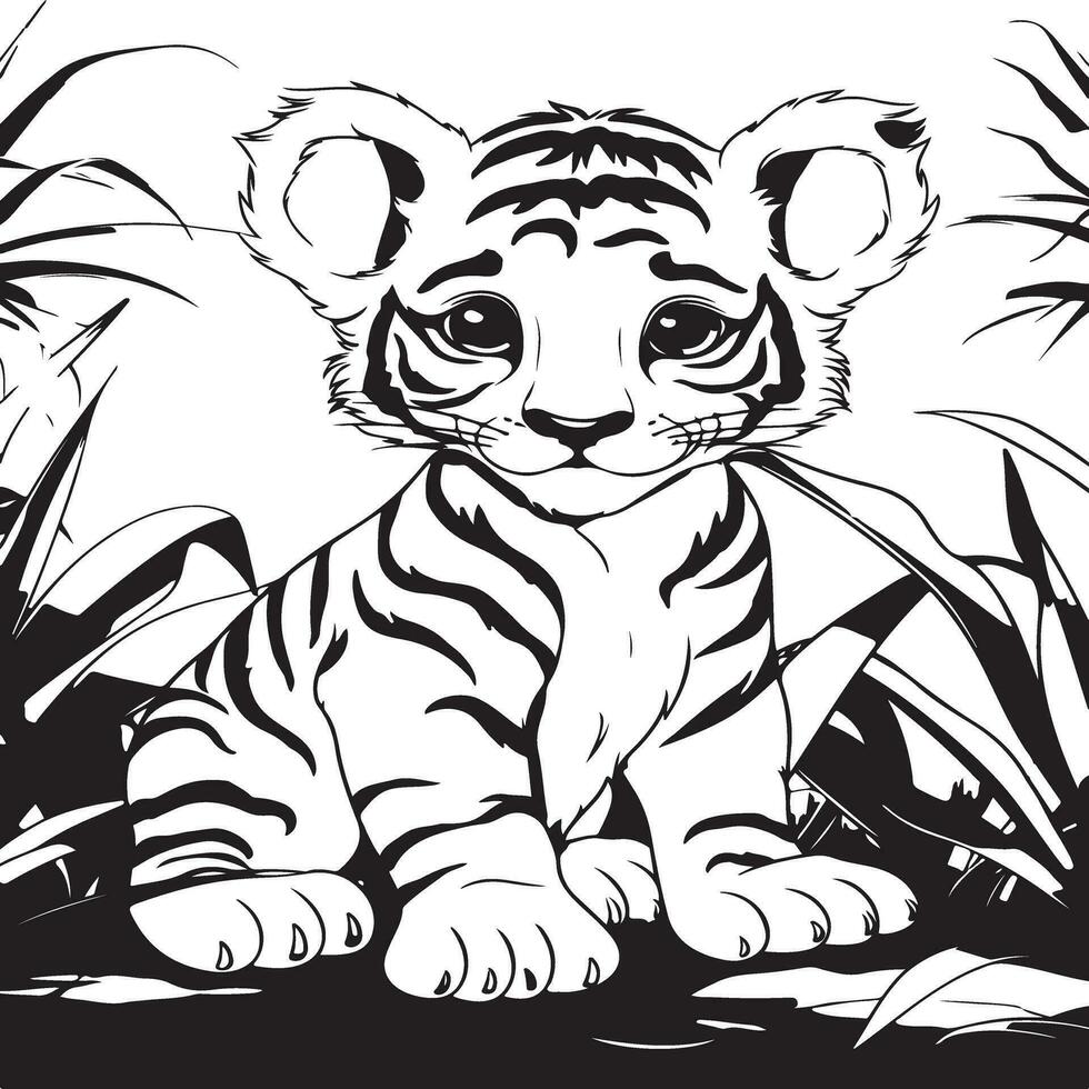 baby tijger kleur bladzijde vector